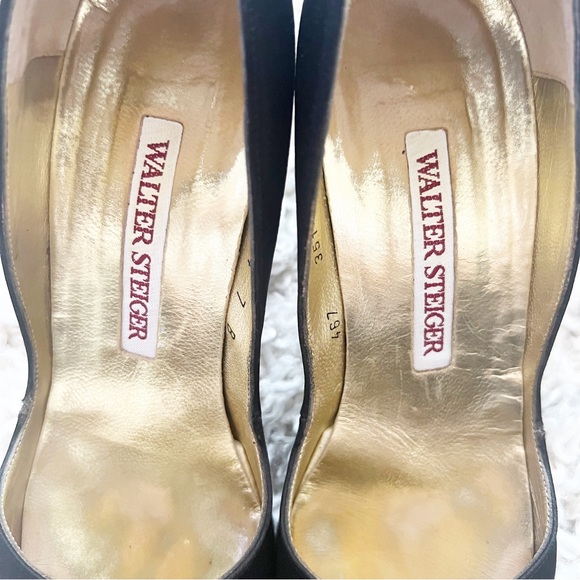Walter Steiger Vintage Satin Heels Black - Size 7 - Picture 10 of 10